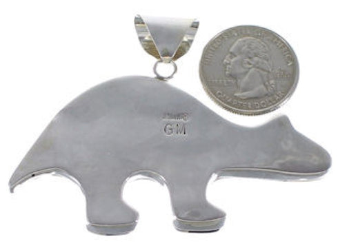 Mother Of Pearl Black Inlay Sterling Silver Bear Slide Pendant DS39244