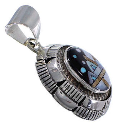 Multicolor Native American Design Sterling Silver Pendant DS45946
