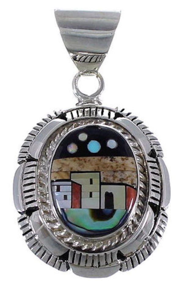 Multicolor Sterling Silver Native American Design Pendant DS45938