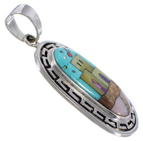 Multicolor Native American Design Sterling Silver Pendant NS51401