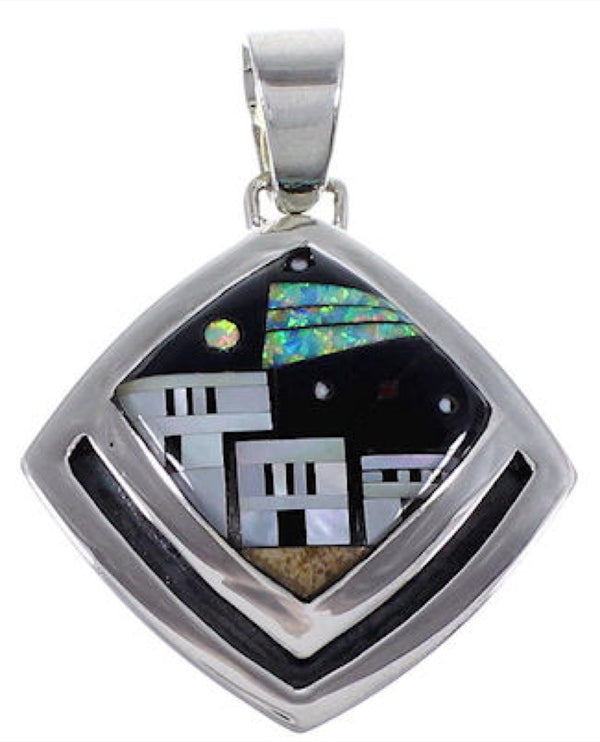 Multicolor Native American Village Design Pendant Jewlelry NS51404