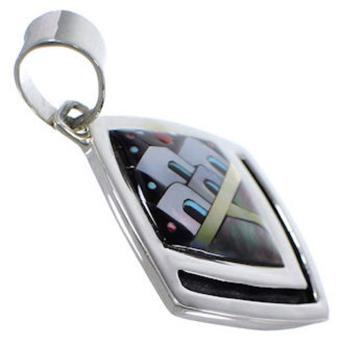 Native American Village Design Silver Multicolor Pendant RS43862