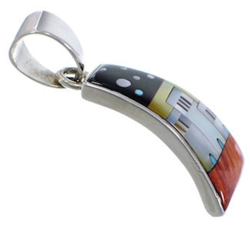 Native American Design Sterling Silver Multicolor Pendant HS41173