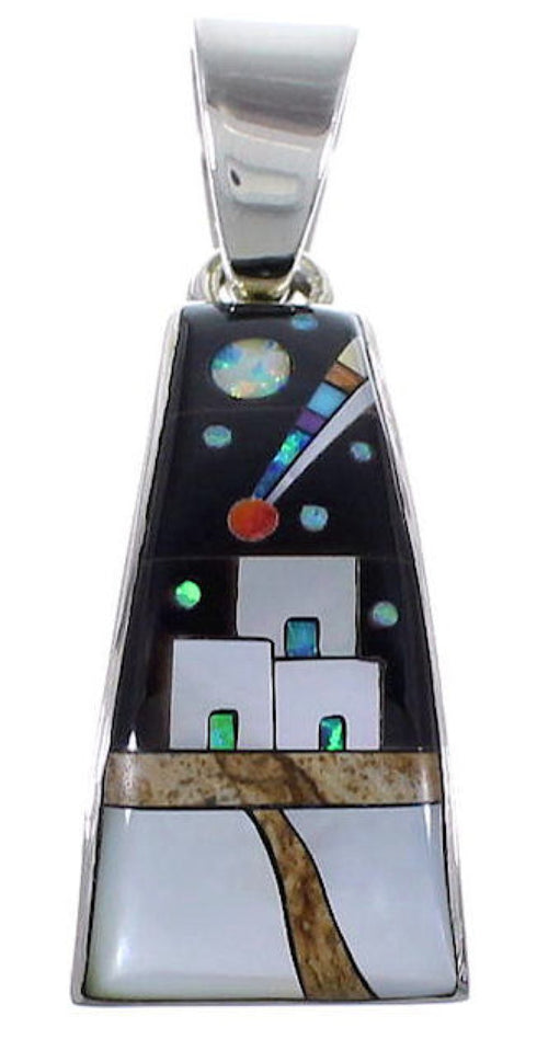 Multistone Sterling Silver Native American Design Pendant HS41172