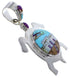 Native American Design Silver Multicolor Turtle Pendant HS40855