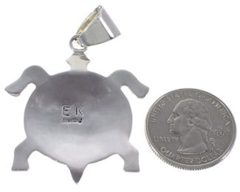 Native American Design Silver Multicolor Turtle Pendant HS40855