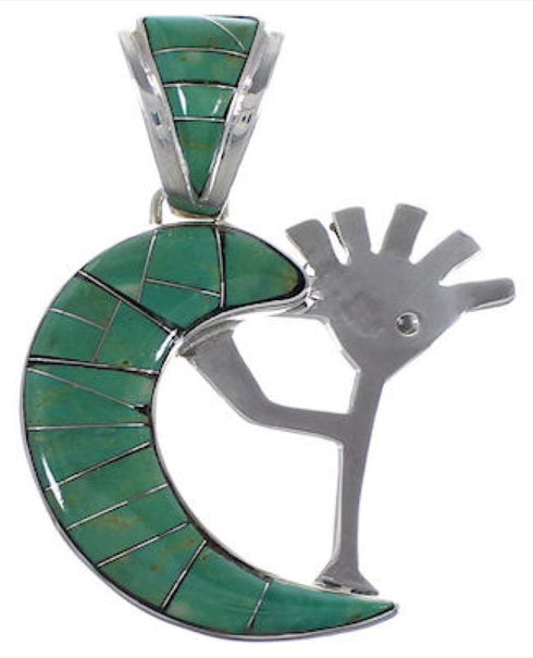 Turquoise Whiterock Sterling Silver Kokopelli Pendant RS36154