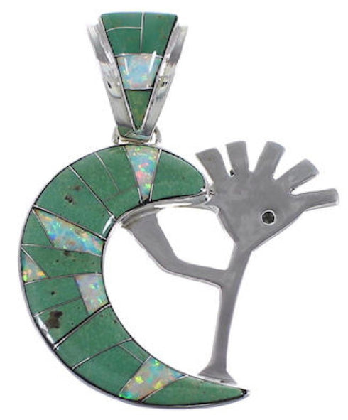 Turquoise Opal Whiterock Sterling Silver Kokopelli Pendant RS36162