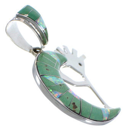 Turquoise Opal Whiterock Sterling Silver Kokopelli Pendant RS36162