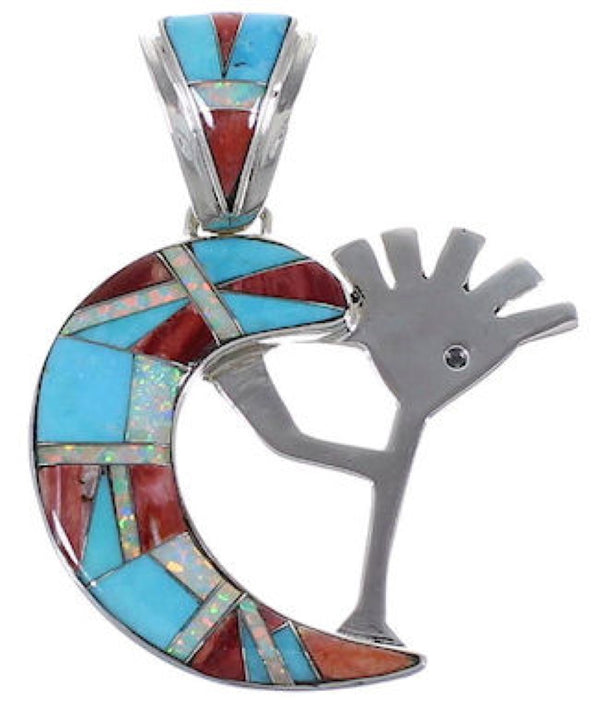 Multicolor Opal Whiterock Sterling Silver Kokopelli Pendant RS36149