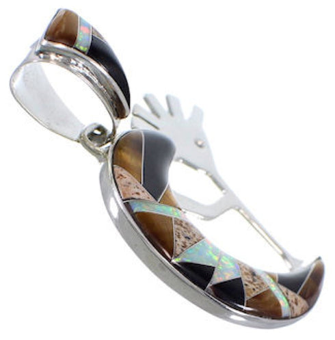 Whiterock Silver Tiger Eye Multicolor Inlay Kokopelli Pendant RS36140