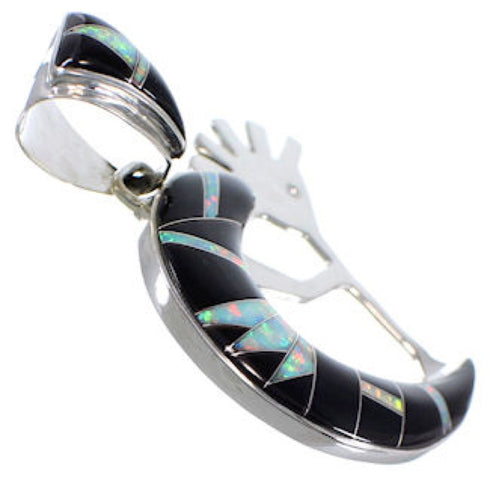 Whiterock Midnight Sky Silver Black Opal Kokopelli Pendant RS36152