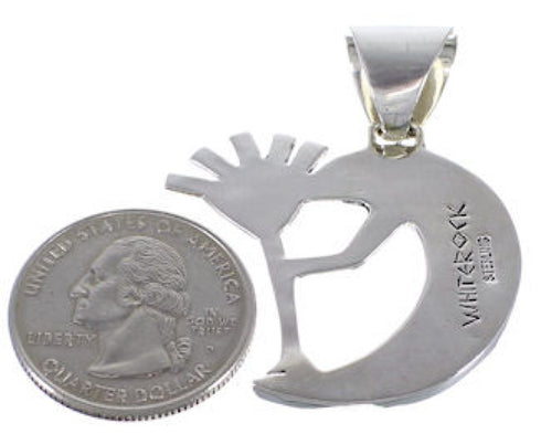 Whiterock Midnight Sky Silver Black Opal Kokopelli Pendant RS36152