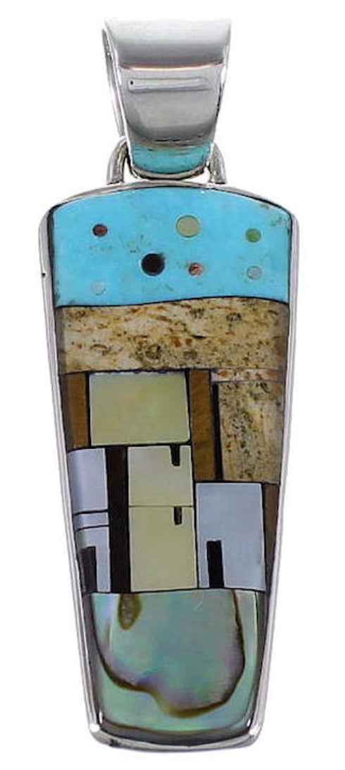 Native American Village Design Turquoise Multicolor Pendant HS41143