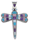 Sterling Silver Dragonfly Turquoise Multicolor Inlay Pendant DS37256