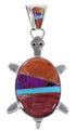 Turquoise And Multicolor Sterling Silver Turtle Slide Pendant AS35196