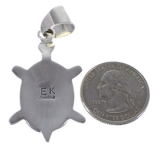 Turquoise And Multicolor Sterling Silver Turtle Slide Pendant AS35196