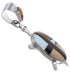 Tiger Eye Multicolor Turtle Genuine Sterling Silver Pendant AS35213