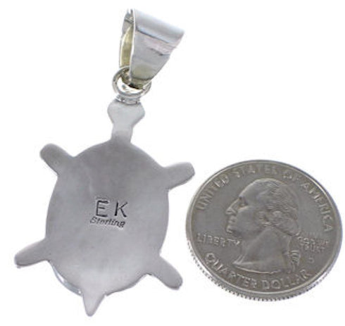 Tiger Eye Multicolor Turtle Genuine Sterling Silver Pendant AS35213