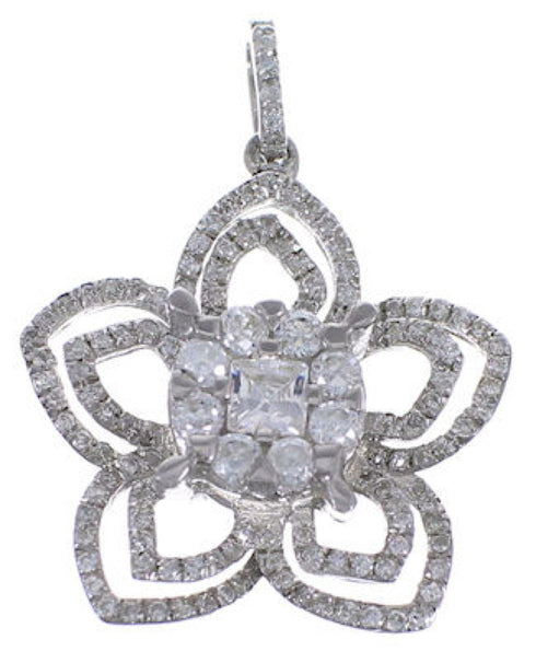 Sterling Silver And Cubic Zirconia Flower Pendant NS55971