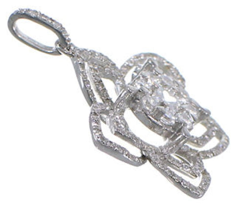 Sterling Silver And Cubic Zirconia Flower Pendant NS55971