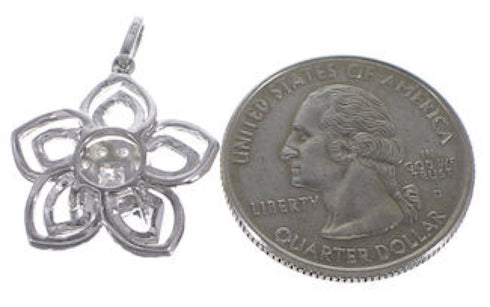 Sterling Silver And Cubic Zirconia Flower Pendant NS55971