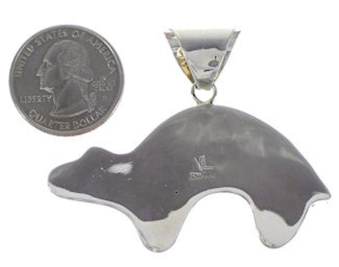 Turquoise Multicolor Inlay Sterling Silver Bear Sun Pendant DS39181