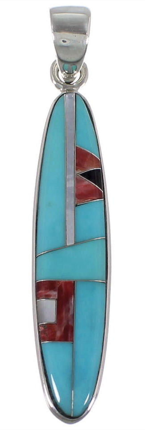 Multicolor Inlay And Sterling Silver Pendant DS39422