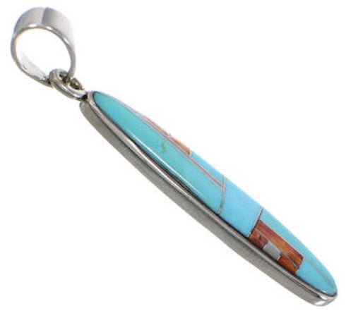 Turquoise And Multicolor Inlay Sterling Silver Pendant DS39423