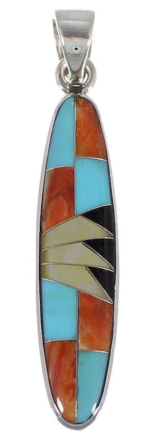 Turquoise And Multicolor Inlay Sterling Silver Pendant NS51418