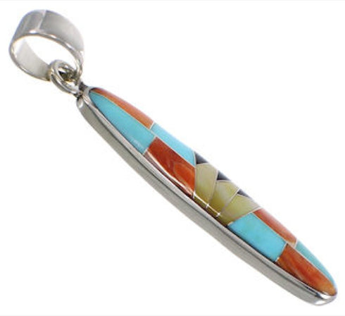 Turquoise And Multicolor Inlay Sterling Silver Pendant NS51418