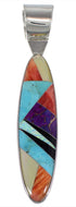 Turquoise And Multicolor Inlay Jewelry Sterling Silver Pendant AS34370