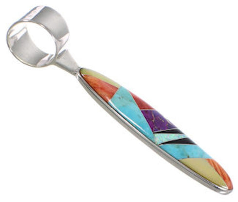 Turquoise And Multicolor Inlay Jewelry Sterling Silver Pendant AS34370