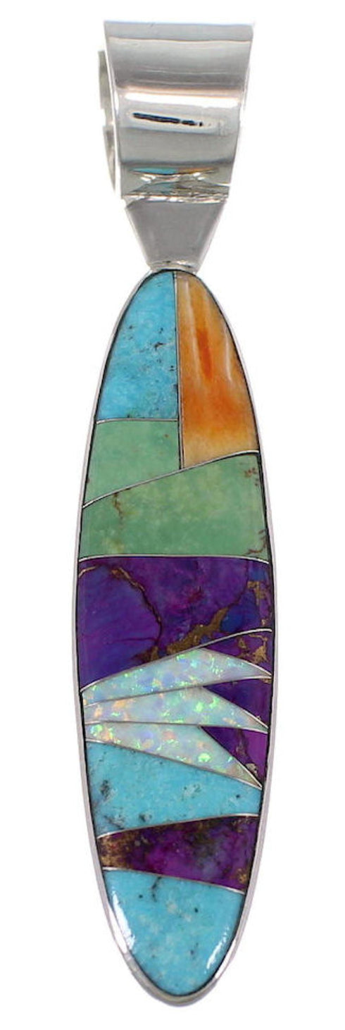 Multicolor Inlay Jewelry Sterling Silver Pendant AS34372