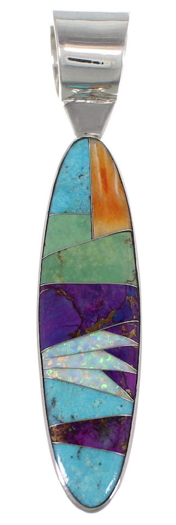 Multicolor Inlay Jewelry Sterling Silver Pendant AS34372