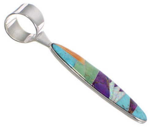 Multicolor Inlay Jewelry Sterling Silver Pendant AS34372