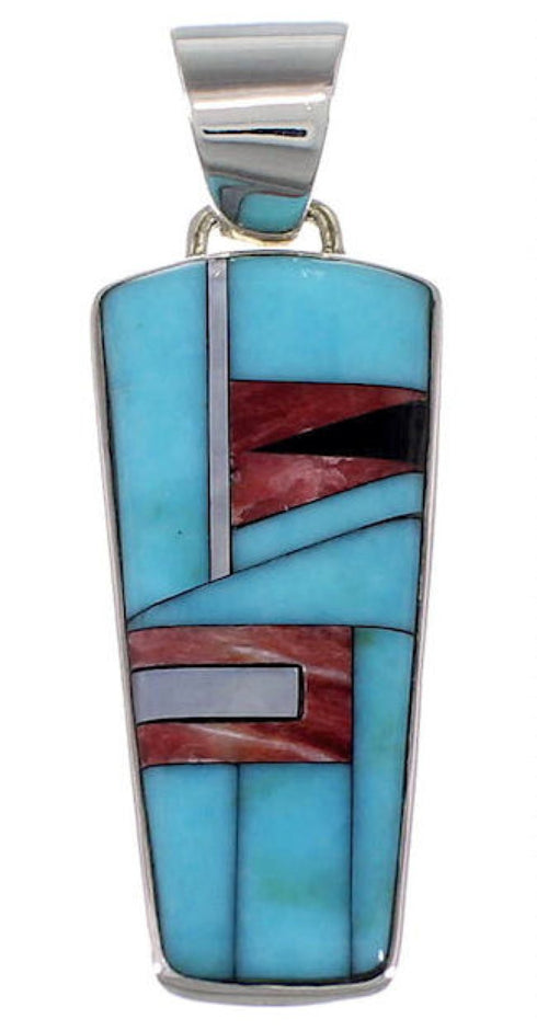 Genuine Sterling Silver Turquoise And Multicolor Pendant RS42796