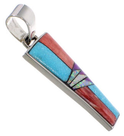 Multicolor Inlay Sterling Silver Jewelry Slide Pendant AS34468