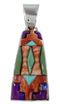 Multicolor And Turquoise Genuine Sterling Silver Pendant AS46142
