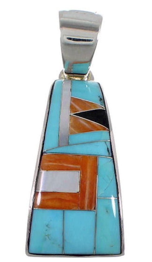Turquoise Multicolor Sterling Silver Jewelry Slide Pendant RS39534