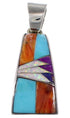 Sterling Silver Multicolor And Turquoise Slide Pendant RS39516