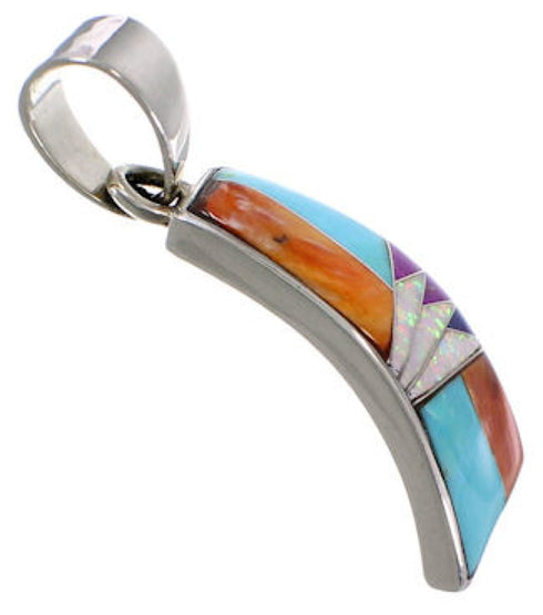 Sterling Silver Multicolor And Turquoise Slide Pendant RS39516