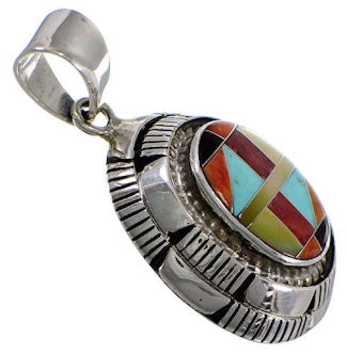 Genuine Sterling Silver Turquoise Multicolor Jewelry Pendant AS34495