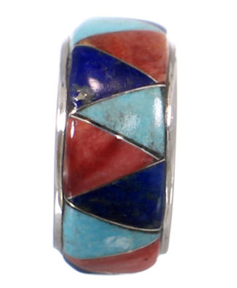 Turquoise Multicolor Inlay Sterling Silver Bead Pendant AS32414