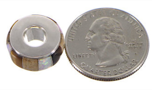 Tiger Eye Multicolor Inlay Sterling Silver Bead Pendant AS32410