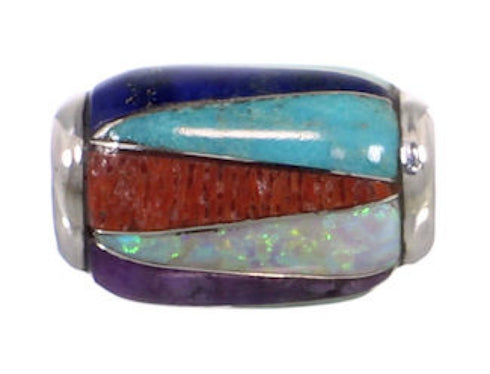 Multicolor Inlay Genuine Sterling Silver Bead Pendant AS32394