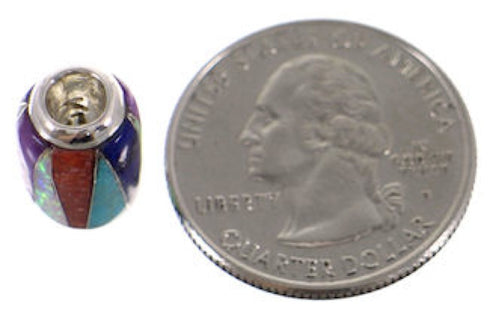 Multicolor Inlay Genuine Sterling Silver Bead Pendant AS32394