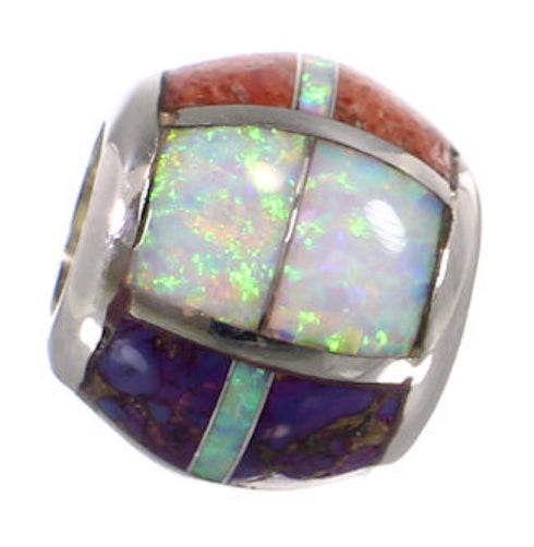 Multicolor Inlay Genuine Sterling Silver Bead Pendant AS32358