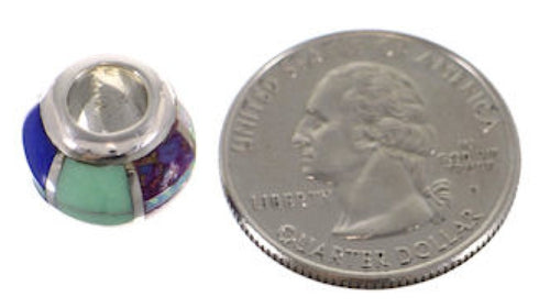 Multicolor Inlay Genuine Sterling Silver Bead Pendant AS32358