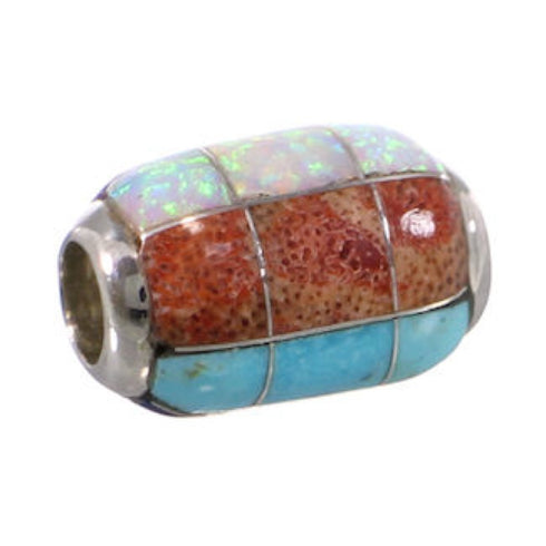 Turquoise And Multicolor Sterling Silver Bead Pendant AS32387